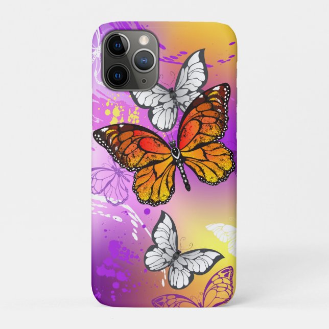Monarch Butterflies on Purple Background Case-Mate iPhone Hülle (Rückseite)