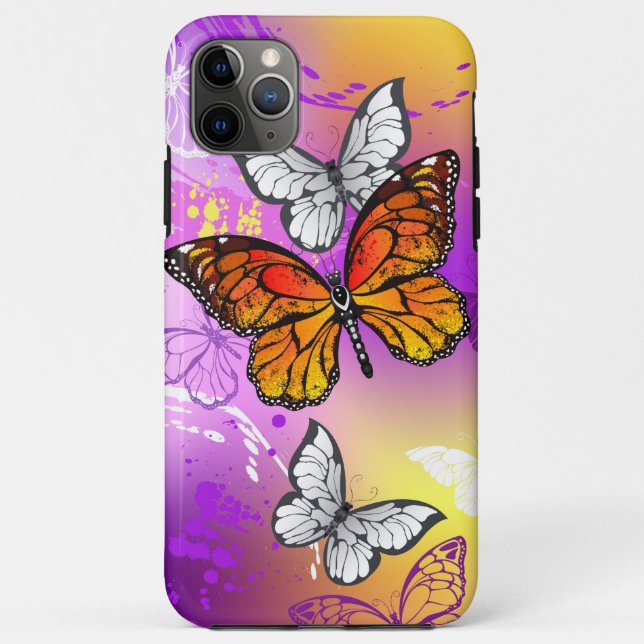 Monarch Butterflies on Purple Background Case-Mate iPhone Hülle (Rückseite)