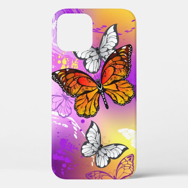 Monarch Butterflies on Purple Background Case-Mate iPhone Hülle (Rückseite)