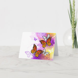 Monarch Butterflies on Purple Background Feiertagskarte