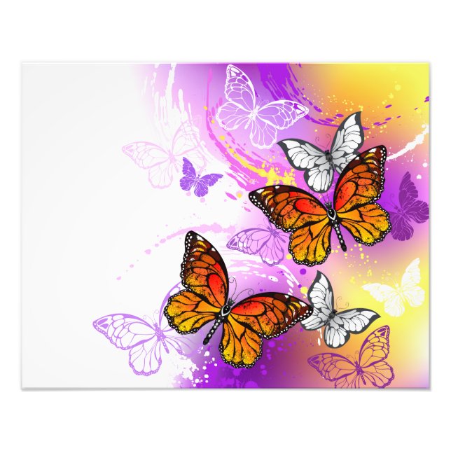 Monarch Butterflies on Purple Background Fotodruck (Vorne)