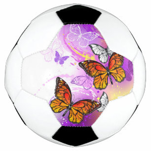Monarch Butterflies on Purple Background Fußball