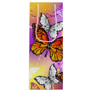 Monarch Butterflies on Purple Background Geschenktüte Für Weinflaschen