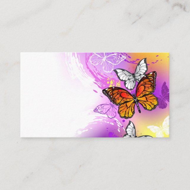 Monarch Butterflies on Purple Background Hinweiskarte (Vorderseite)
