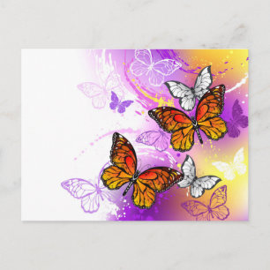 Monarch Butterflies on Purple Background Hinweiskarte