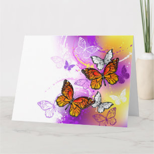 Monarch Butterflies on Purple Background Karte
