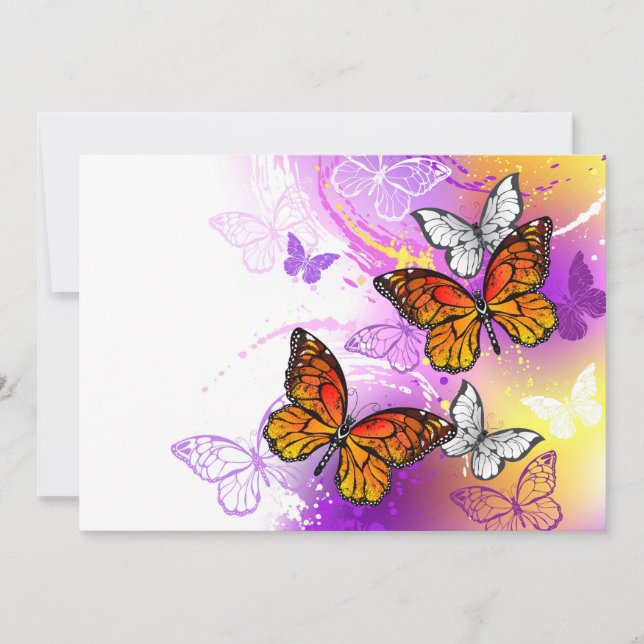 Monarch Butterflies on Purple Background Karte (Vorderseite)