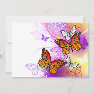 Monarch Butterflies on Purple Background Karte