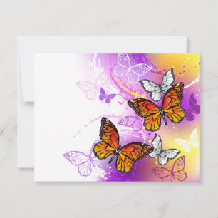 Monarch Butterflies on Purple Background Karte