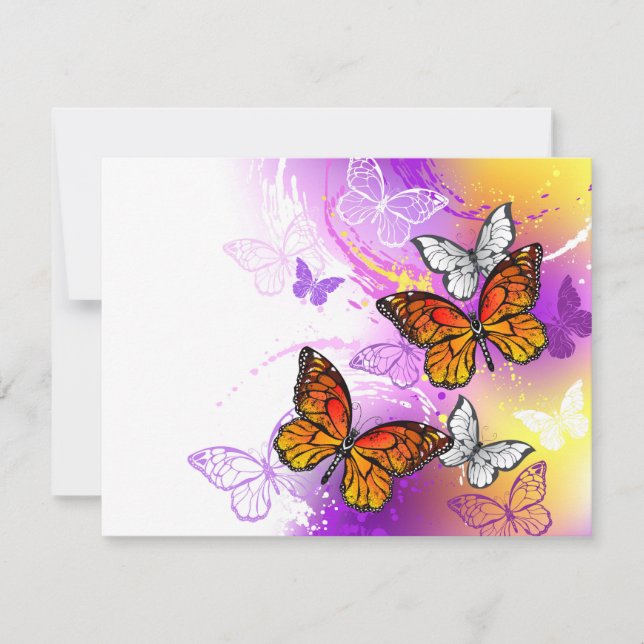 Monarch Butterflies on Purple Background Karte (Vorderseite)