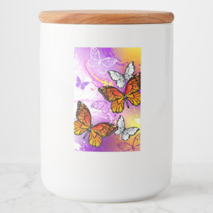 Monarch Butterflies on Purple Background Lebensmitteletikett