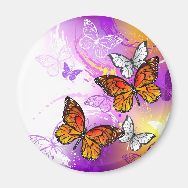 Monarch Butterflies on Purple Background Magnet (Vorne)