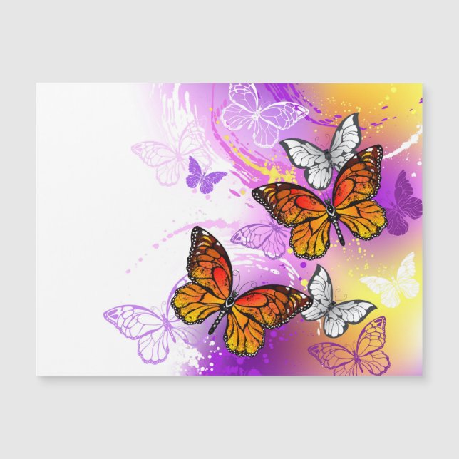 Monarch Butterflies on Purple Background Magnetkarte (Vorderseite)