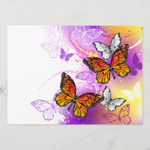 Monarch Butterflies on Purple Background Menükarte