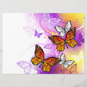 Monarch Butterflies on Purple Background Menükarte