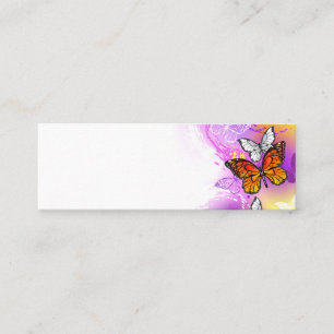 Monarch Butterflies on Purple Background Mini Visitenkarte