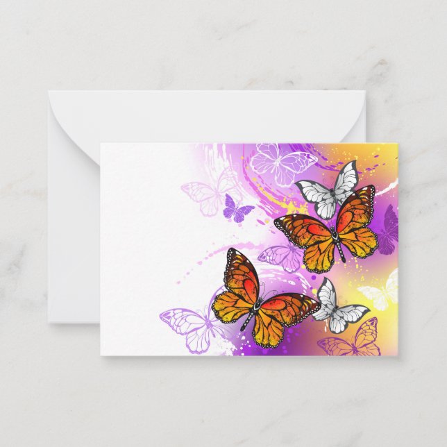 Monarch Butterflies on Purple Background Mitteilungskarte (Vorderseite)
