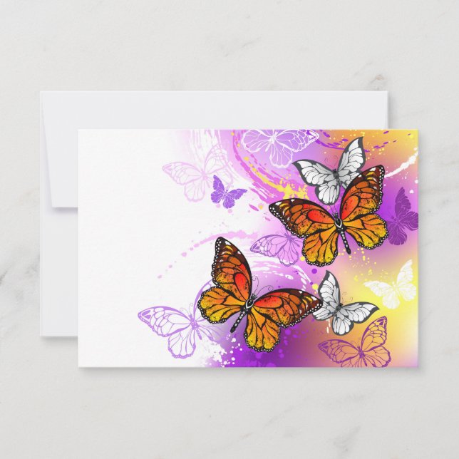 Monarch Butterflies on Purple Background Mitteilungskarte (Vorderseite)