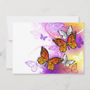 Monarch Butterflies on Purple Background Mitteilungskarte