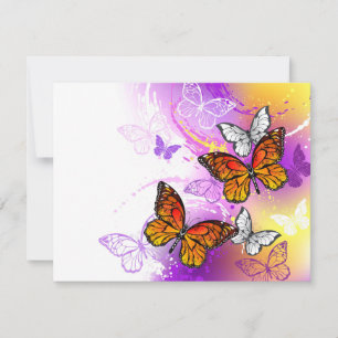 Monarch Butterflies on Purple Background Mitteilungskarte