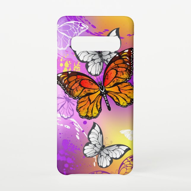 Monarch Butterflies on Purple Background Samsung Galaxy Hülle (Rückseite)