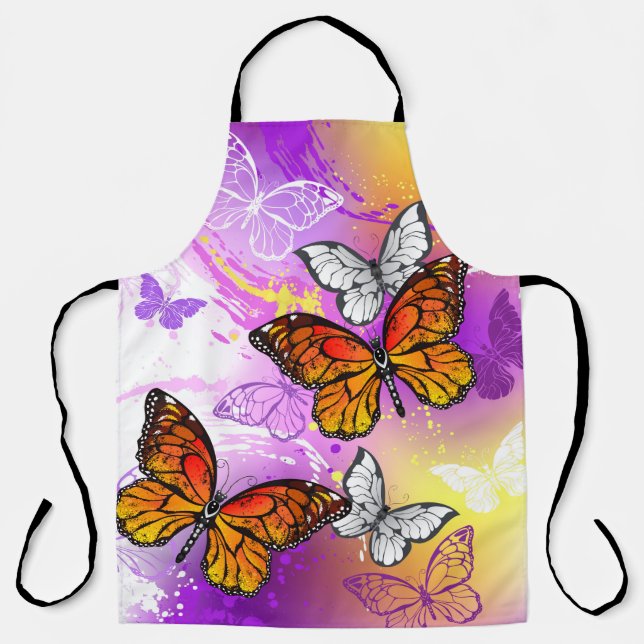 Monarch Butterflies on Purple Background Schürze (Vorderseite)