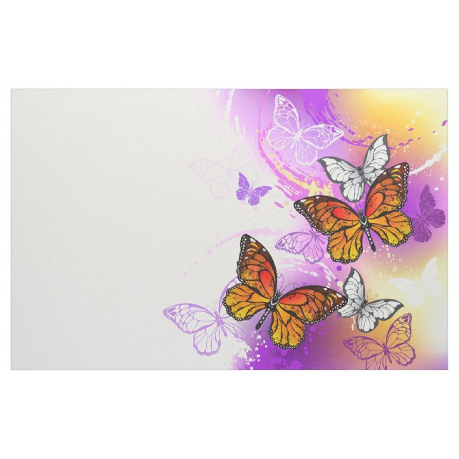 Monarch Butterflies on Purple Background Stoff (Yard (91,4 cm))