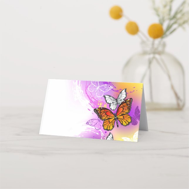 Monarch Butterflies on Purple Background Terminkarte (Vorderseite)