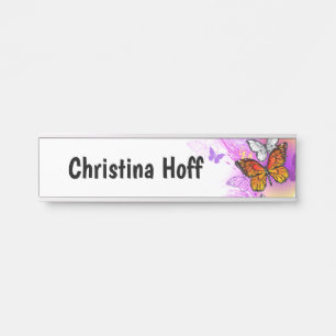 Monarch Butterflies on Purple Background Türschild