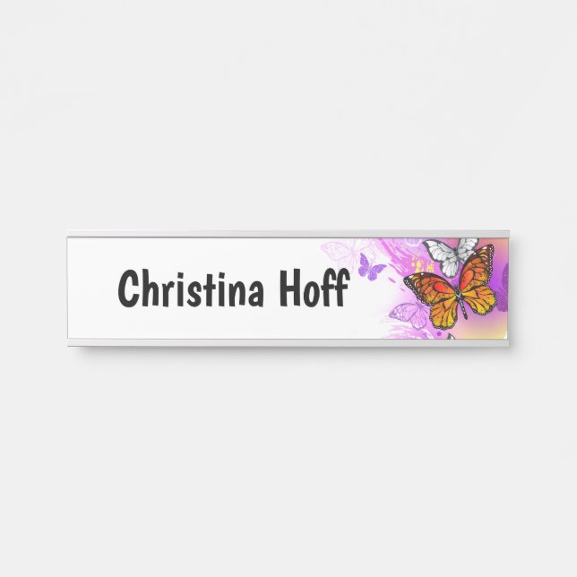 Monarch Butterflies on Purple Background Türschild (Vorderseite )