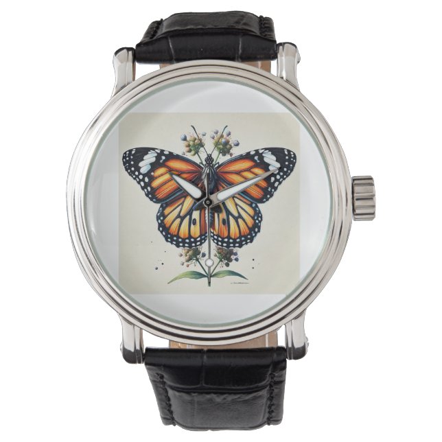 Monarch butterfly 150624IREF111 - Watercolor Armbanduhr (Vorderseite)