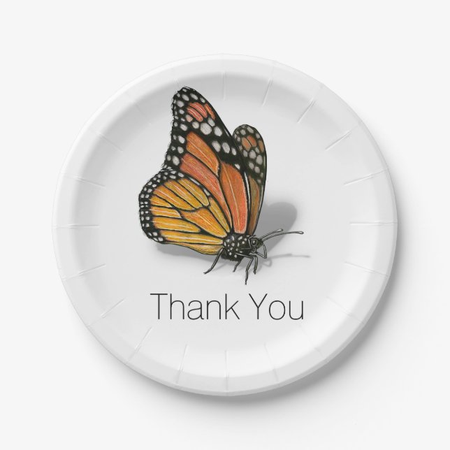 Monarch Butterfly anpassbarer Text Pappteller (Vorderseite)