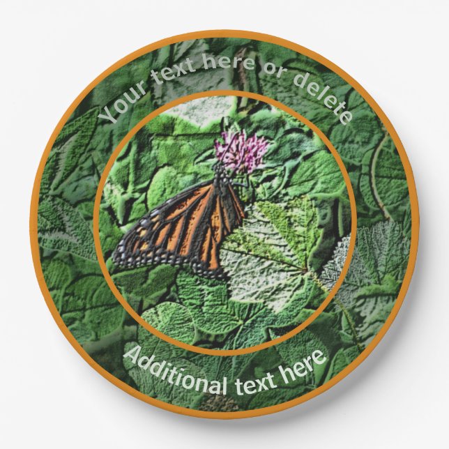 Monarch Butterfly Art Personalisiertes Party Pappteller (Vorderseite)