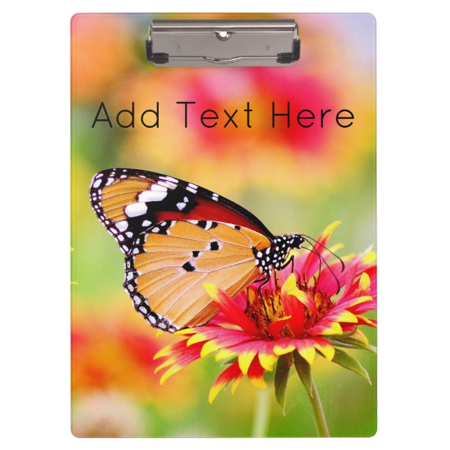 Monarch Butterfly auf der Blume Rot und Gelb Klemmbrett (Vorderseite)