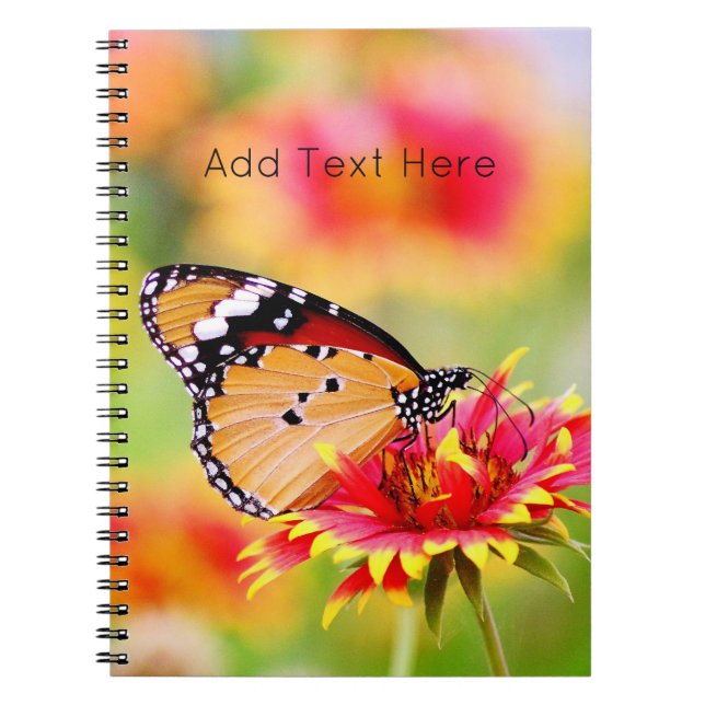 Monarch Butterfly auf der Blume Rot und Gelb Notizblock (Vorderseite)
