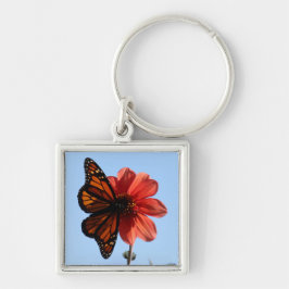 Monarch Butterfly auf einem Dahlia Schlüsselanhänger