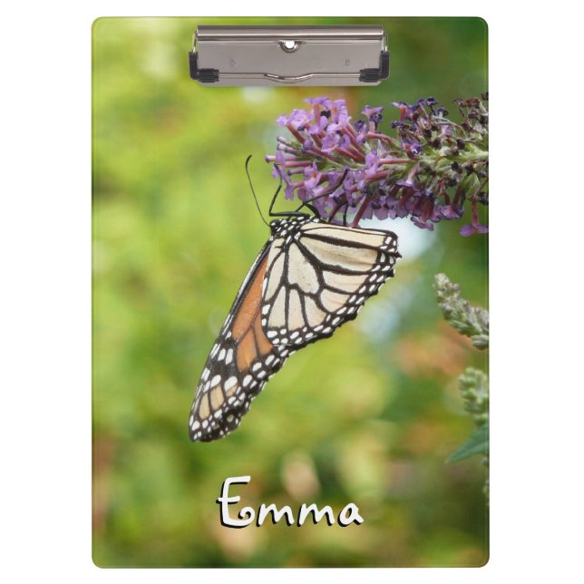 Monarch Butterfly auf Lila Schmetterling Bush Klemmbrett (Vorderseite)