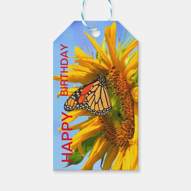Monarch Butterfly auf Sonnenblume Geschenkanhänger (Vorderseite)