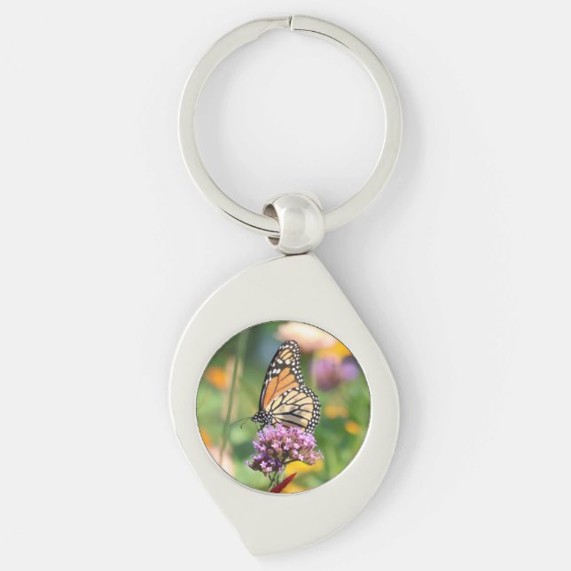 Monarch Butterfly auf Verbena Schlüsselanhänger (Vorderseite)