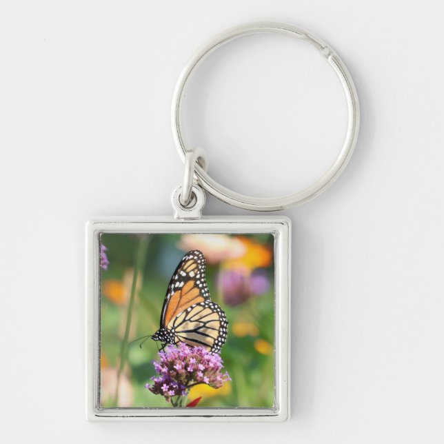 Monarch Butterfly auf Verbena Schlüsselanhänger (Vorne)