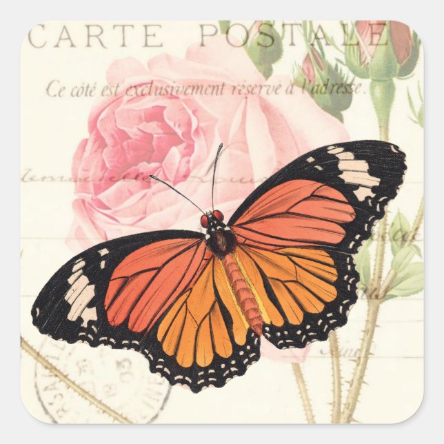 Monarch Butterfly-Aufkleber Quadratischer Aufkleber (Vorderseite)