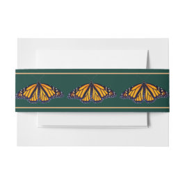 Monarch Butterfly Banded Forest Green Wedge Einladungsbanderole