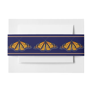 Monarch Butterfly Banded Navy Hochzeit Einladungsbanderole