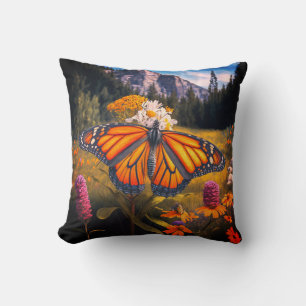 Monarch Butterfly Berg Schöne Wiesen Kissen