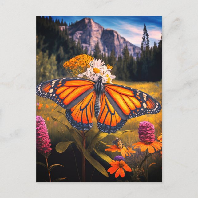 Monarch Butterfly Berg Schöne Wiesen Postkarte (Vorderseite)