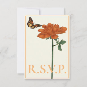 Monarch Butterfly Dahlia Navy Blue QRC UAWG RSVP Karte