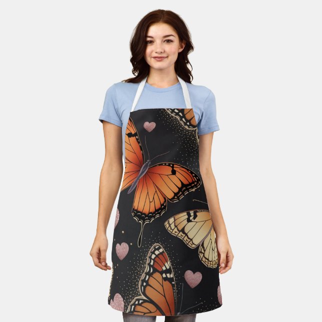 Monarch Butterfly Design All-Over-Print-Schürze Schürze (Getragen)