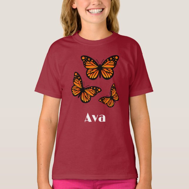 Monarch Butterfly Design - Girls' Basic T - Shirt (Vorderseite)