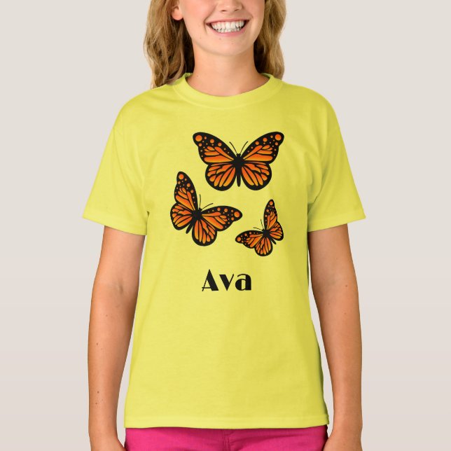 Monarch Butterfly Design - Girls' Basic T - Shirt (Vorderseite)