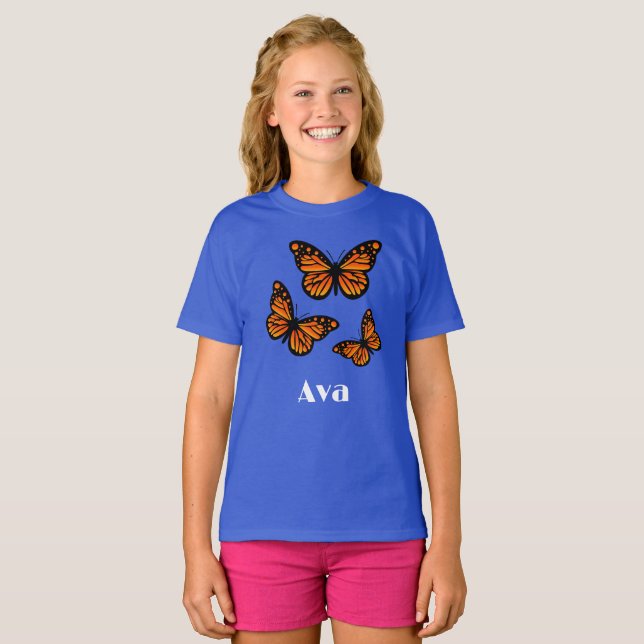 Monarch Butterfly Design - Girls' Basic T - Shirt (Vorne ganz)